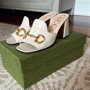 Gucci Women’s Slide Sandal with Gold Horsebit